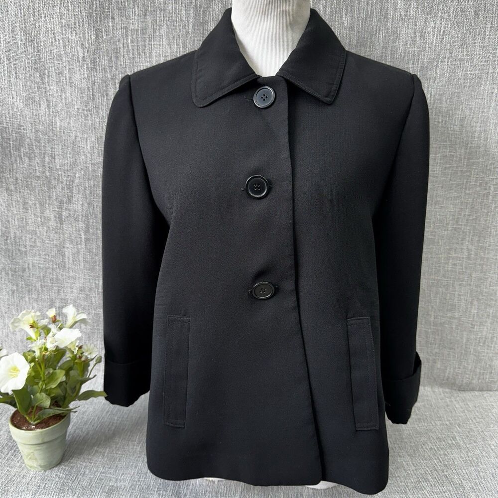 Jade Melody Tam Black Single-Breasted Blazer Jacket Pleated Back Size 14 NWOT